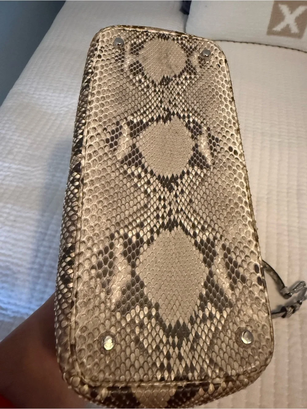 Dior Python-Print Top Handle in Beige and Dark Brown